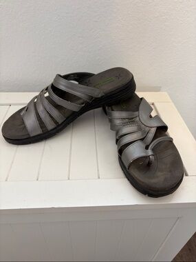 Bare Traps Silver Strappy Slide Sandals